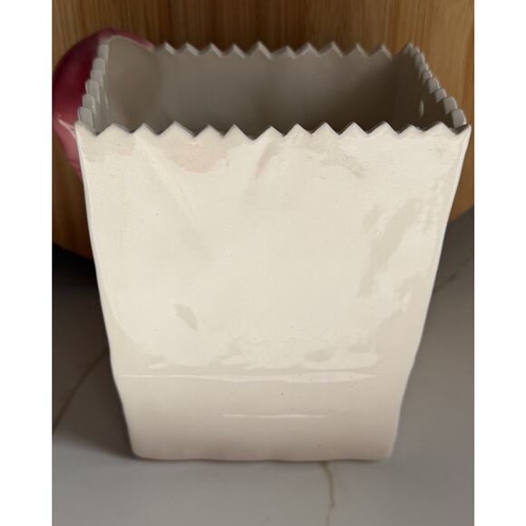 Vintage Santa Claus Face Ceramic 7x5 Inch Sack Christmas Bag Holidays - Picture 2 of 7